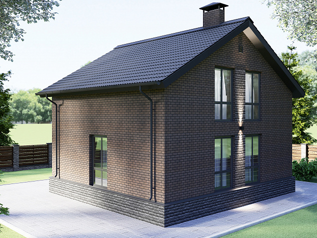 Двухэтажный кирпичный дом в скандинавском стиле
