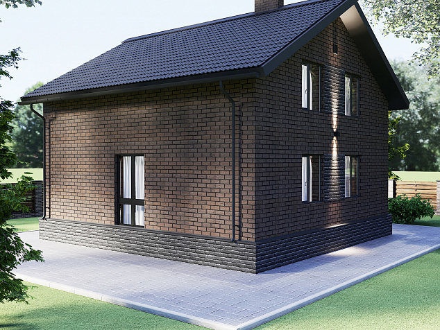Двухэтажный кирпичный дом в скандинавском стиле